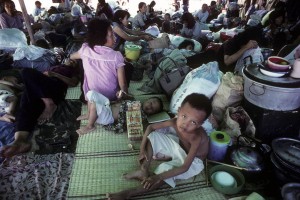 young child in disaster relief center