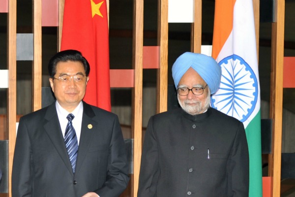 India's Prime Minister Manmohan Singh with China's President Hu Jintao.