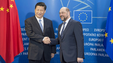 EP President Martin Schulz welcomes Xi Jinping to the European Parliament (Source: European Parliament)