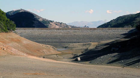 Uvas reservoir, California, on 1 February 2014 after an exceptionally dry year (Pic: Flickr/Ian Abbott)