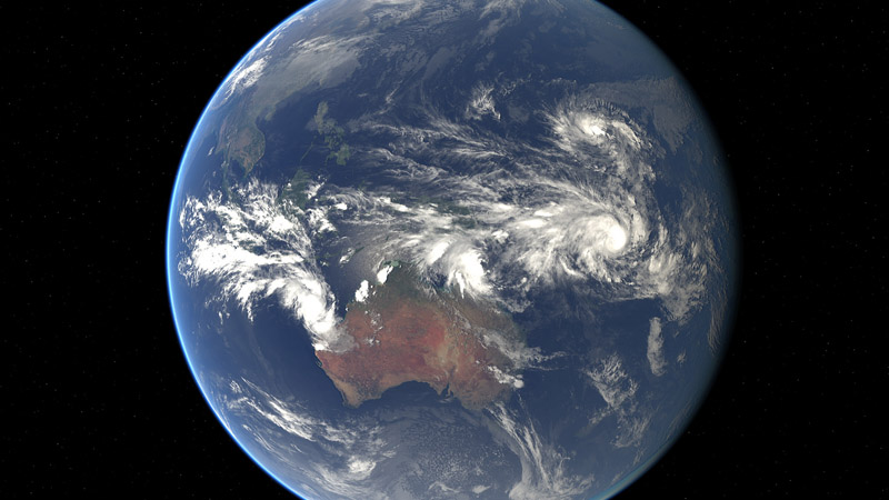 Composite image of tropical cyclones Nineteen, Nathan and Pam, generated at 09:00 UTC on 11 March 2015 (Pic: NASA)