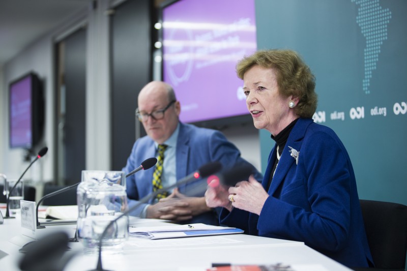 Mary Robinson speaking in March at #GlobalChallenges climate event (Flickr / ODI) 