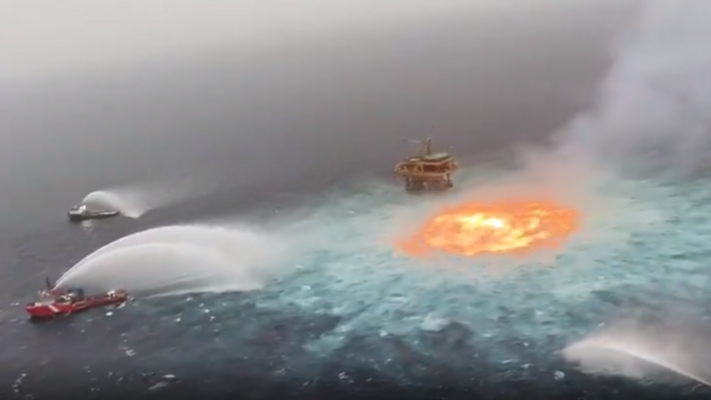 Mexico ocean fire