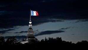 A French flag glies