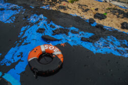 A life raft covered in oil.The Cop28 climate summit must set us free from fossil fuels