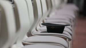 A hat on a row of seats