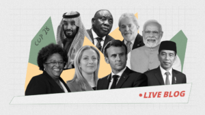 silhouettes of a selection of world leaders due to speak at the Cop28 climate summit in Dubai