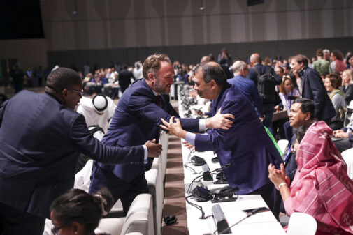 cop28 ministers greeting in plenary in Dubai