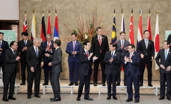 Participants of the inaugural summit of the Asia Zero Emission Community, or AZEC, are pictured after their photo session ahead of the meeting at the prime minister's office in Tokyo on Dec. 18, 2023. Japan backs fossil fuels in Southeast Asian "zero emission" initiative