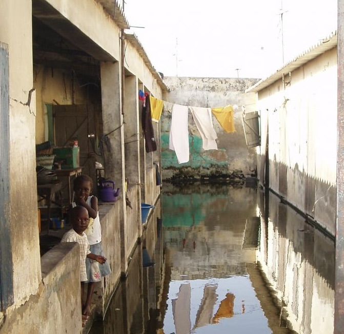 Flooded houses in a Senegalese town.