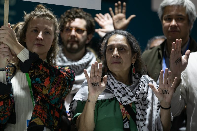 Activists calling for "trillions" in climate finance at COP29 in Baku, Azerbaijan.